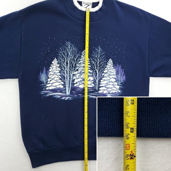 Whim Z Vintage Grandma Sweatshirt Glitter Double Crewneck Snow Trees Medium - Picture 7 of 15